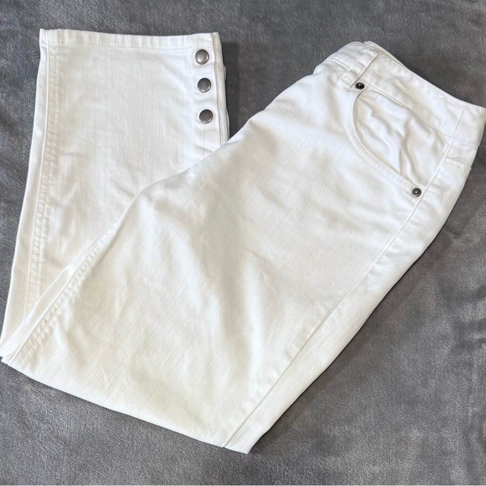 ~Talbots Stretch Cropped White Jeans